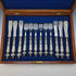 Late 19th Century British Antique Silver Plated Fish Cutlery 6 Pair Set in Wooden Box Martin & Hall